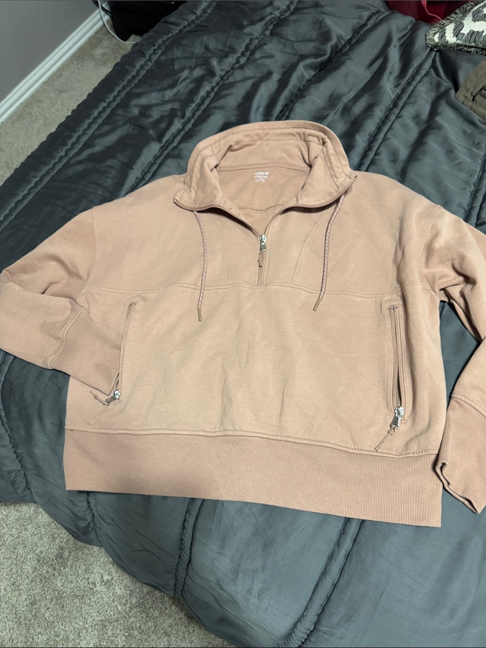 Old Navy Half-Zip Pullover Hoodie in Dusty Mauve